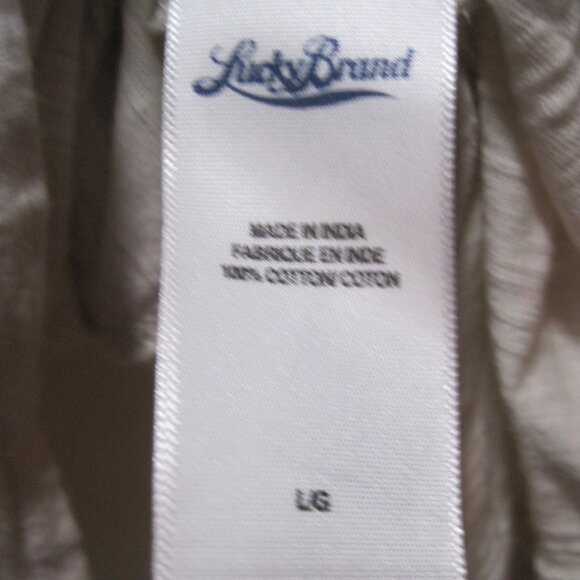 Lucky Brand Women's Large Cream & White Jacquard Knit Henley Long Sleeve Shirt - Picture 7 of 7